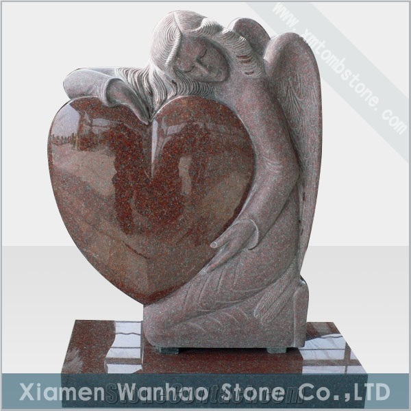 China Granite Tombstone, Angel Heart Monument,Engraved Memorials