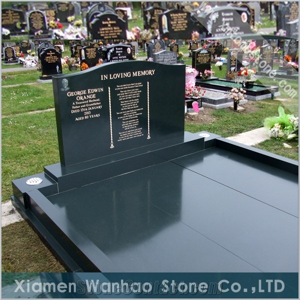 China Green Granite Tombstone Engraved Family Monument,Tombstone