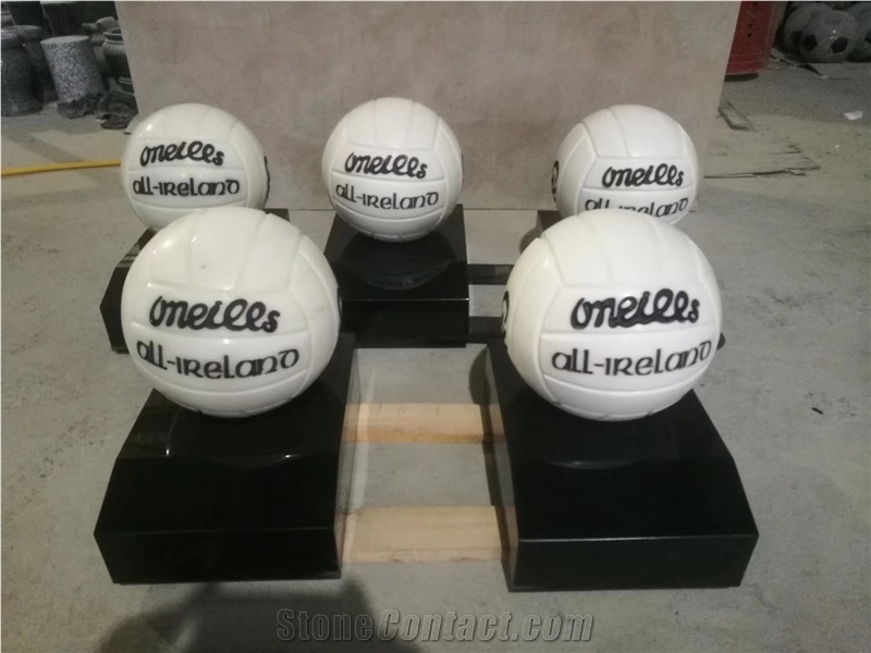 China Marble Sculptures Football Handicrafts Stone Carvings