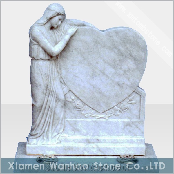 China Marble Tombstone Angel Monument Custom Heart Memorials