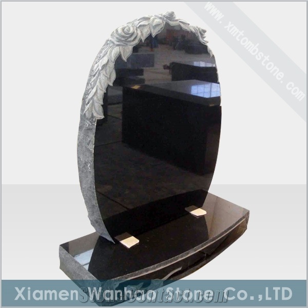 China Pure Black Granite Tombstone,Monument Engraved Headstone