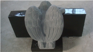 China Shanxi Black Granite Angel Monument Tombstone Engraved Memorials