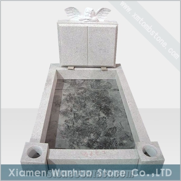China White Granite Tombstone,Angel Monument,Engraved Memorials