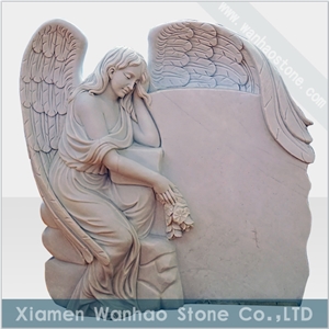 China White Marble Angel Monument&Tombstone,Custom Memorials,Headstone