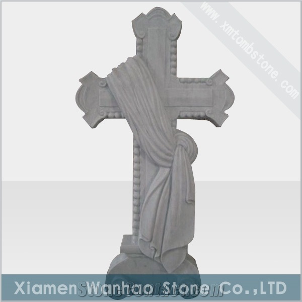 China White Marble Celtic Cross Tombstone,Engraved Monuments,Celtic Headstone