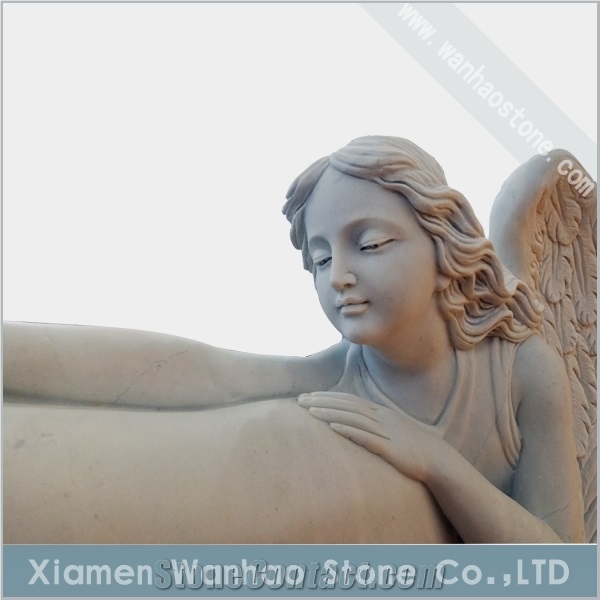 China White Marble Tombstone Angel Monument Engraved Memorials