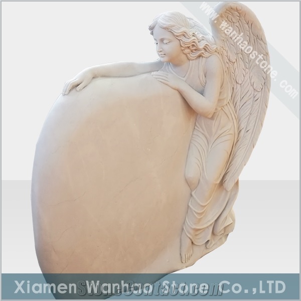 China White Marble Tombstone Angel Monument Engraved Memorials