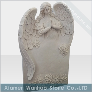 China White Marble Tombstone,Angel Monument,Engraved Memorials