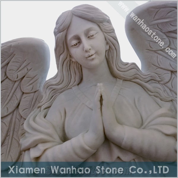 China White Marble Tombstone,Angel Monument,Engraved Memorials