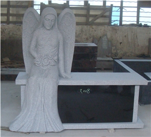 Chinese Granite Tombstone& Monument with Engraved Sculptures