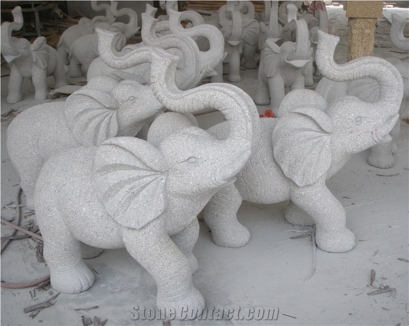Granite Elephant Sculptures Garden Carvings Landscaping Decoration