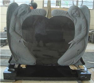 Granite Tombstone & Monuments with Angel Heart Sculptures Memorial