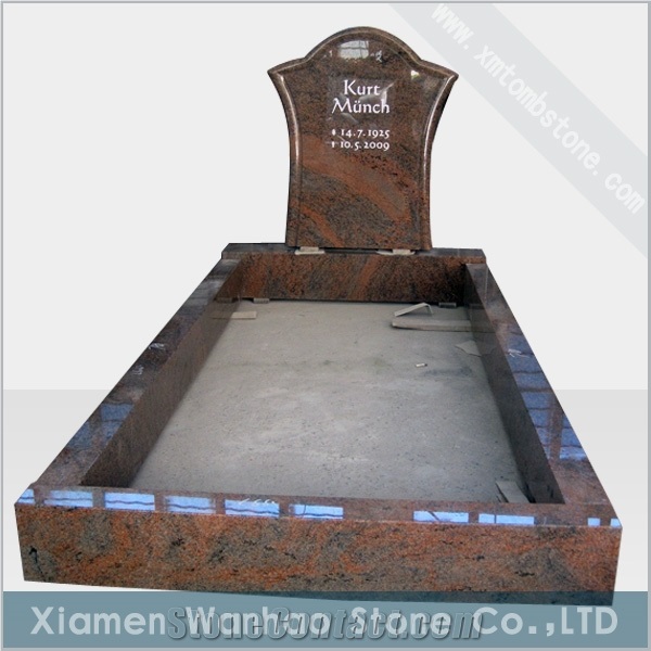 Multicolor Red Granite Tombstone & Monuments with Borders with Inscription