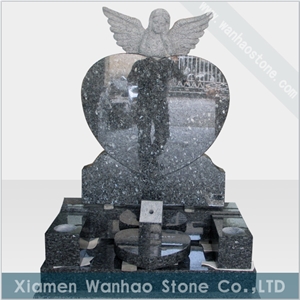 Polished Granite Tombstone Angel Heart Monument,Engraved Memorials