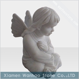White Marble Angel Statue Memorial Religious Sculptures