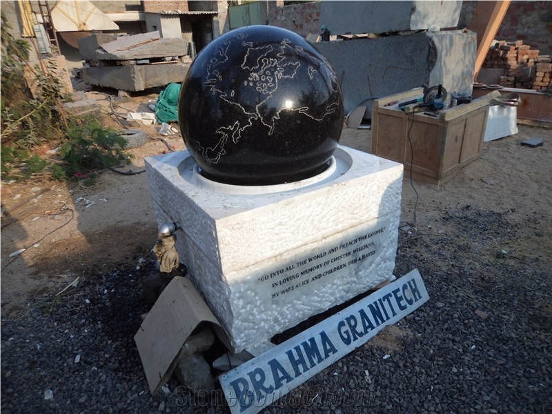 World Map Granite Ball Fountain