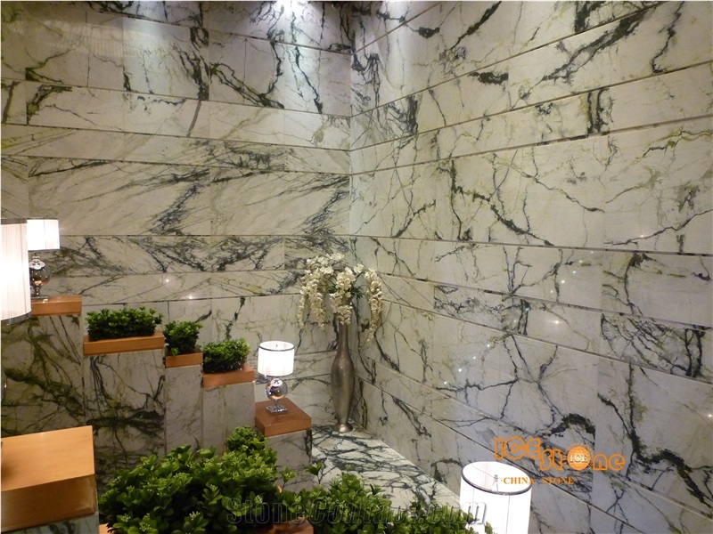 Aurora Green Stone White Marble with Green Vein Natural Stone Polished