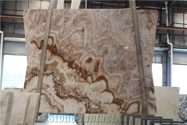 Beautiful Chinese Colorful Onyx/Pink Surface Polished Slab and Tiles