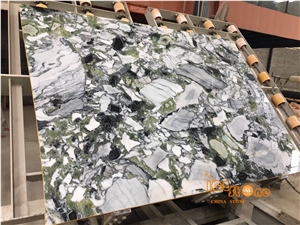 China Ice Connect Green White Beauty Primavera Marble Slabs Quarry