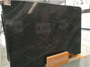 China Silver Wave Brown Marble Tiles,Black Wooden Slabs,Good Project