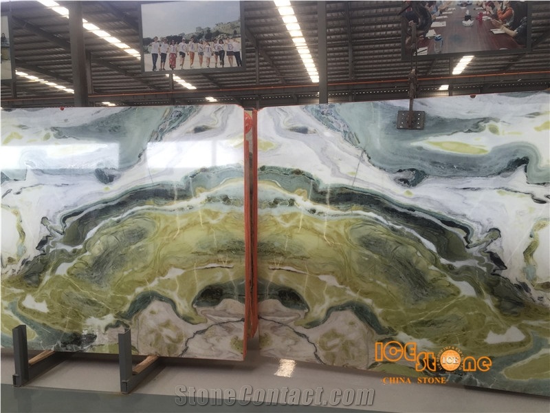 Dreaming Green Marble,Wall and Floor Application,Luxury Slab,Bookmatch