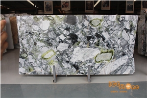White Beauty Marble,Ice Connect Slab,Primavera Green Color,Colorful