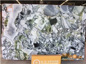 White Beauty Marble,Ice Connect Slab,Primavera Green Color,Colorful