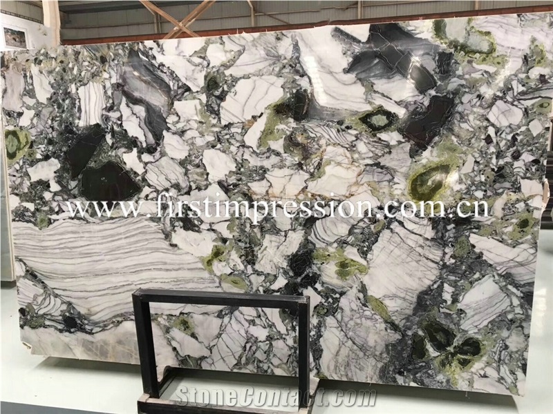 China White Beauty Marble Slabs Ice Connect Marble Chinese Green Slabs