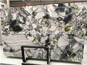 China White Beauty Marble Slabs Ice Connect Marble Chinese Green Slabs