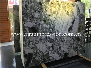 China White Beauty Marble Slabs Ice Connect Marble Green Slabs
