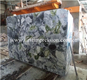 Chinese White Beauty Marble Slabs Ice Connect Marble Green Slabs