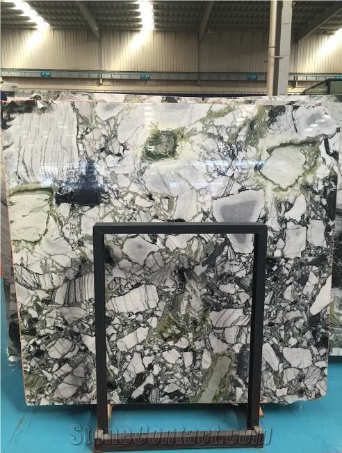 Chinese White Beauty Marble Slabs Ice Connect Marble Green Slabs