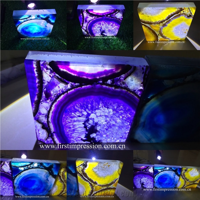 Colorful Agate Slab/Backlit Semiprecious Stone/Natural Gemstone Slab