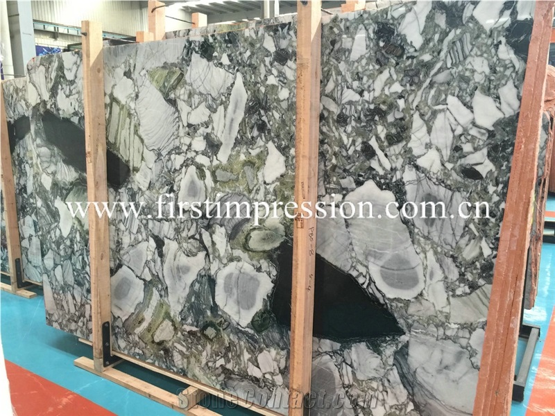 Good Price White Beauty Marble Slabs Ice Connect Marble Green Slabs