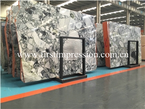 Hot Backlit White Beauty Marble Slabs Ice Connect Marble Green Slabs