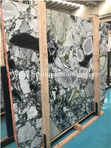 Hot Sale White Beauty Marble Slabs Ice Connect Marble Green Slabs