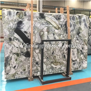 Hot White Beauty Marble Slabs Ice Connect Marble Green Slabs