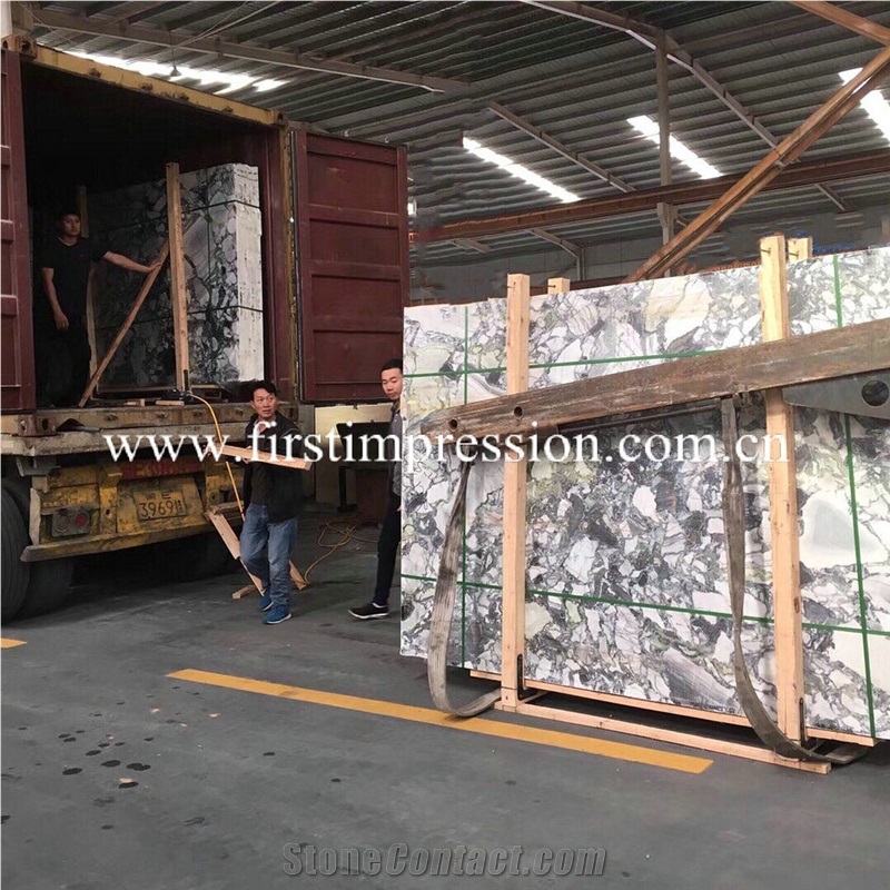 New Polished White Beauty Marble Slabs/Ice Connect Marble/Green Slabs