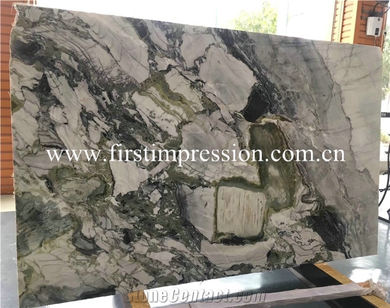 New White Beauty Marble Slabs Ice Connect Marble Green Slabs