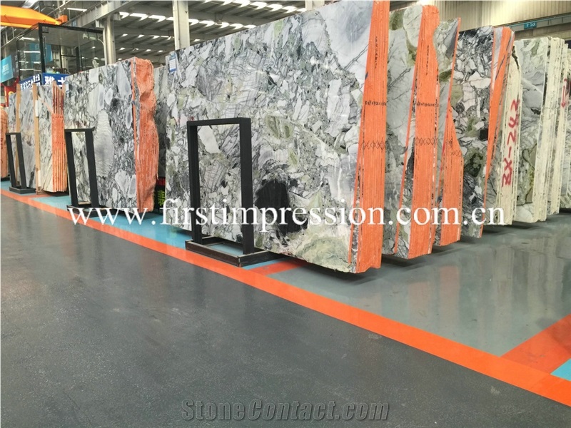 Popular White Beauty Marble Slabs Ice Connect Marble Green Slabs