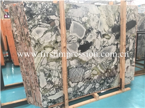 Popular White Beauty Marble Slabs Ice Connect Marble Green Slabs