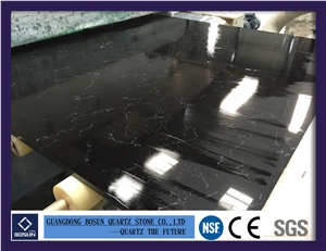 Artificial Quartz Stone Bs3003 Black Ice Slabs & Tiles Engineer Stone