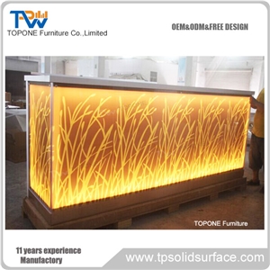 Illuminated Artificial Marble Stone U Shape Restaurant Bar Counter Oem