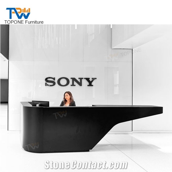 Modern Black and White Led Stone Information Reception Counter Design