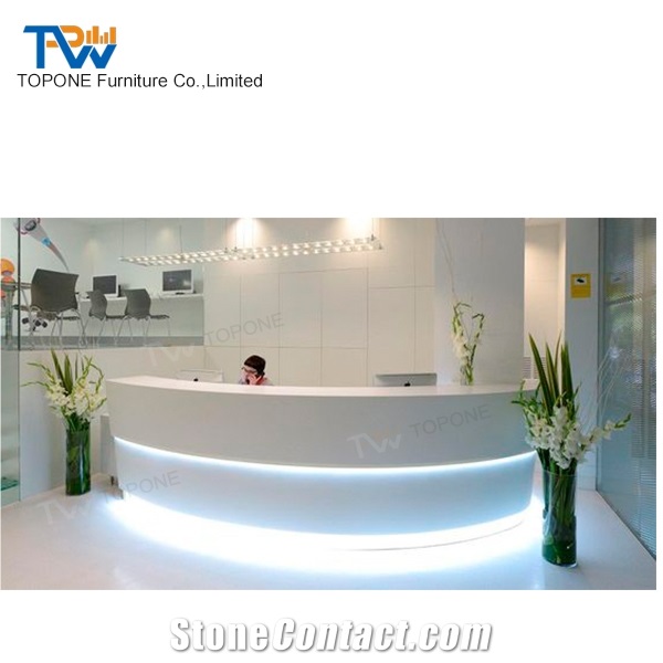 Modern Black and White Led Stone Information Reception Counter Design