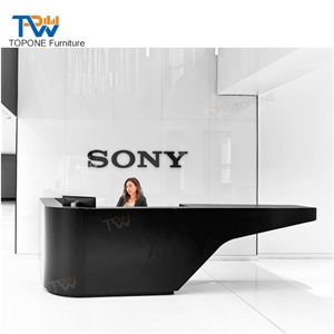 Modern Black Curved Acrylic Office Furniture Reception Counter Tops