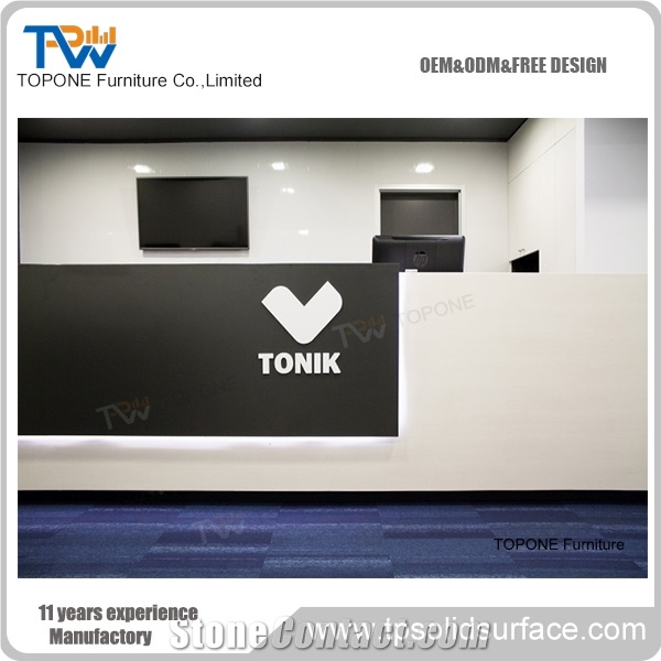 Modern Black Curved Acrylic Office Furniture Reception Counter Tops