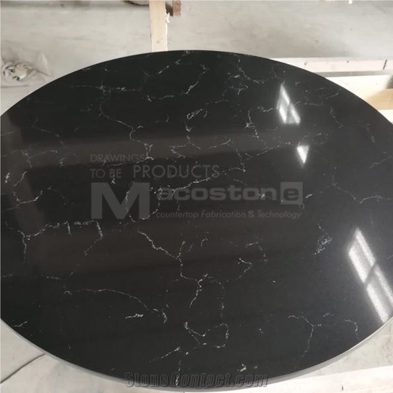 Artificial Black Carrara Quartz Stone Sheets for Kitchen Countertops