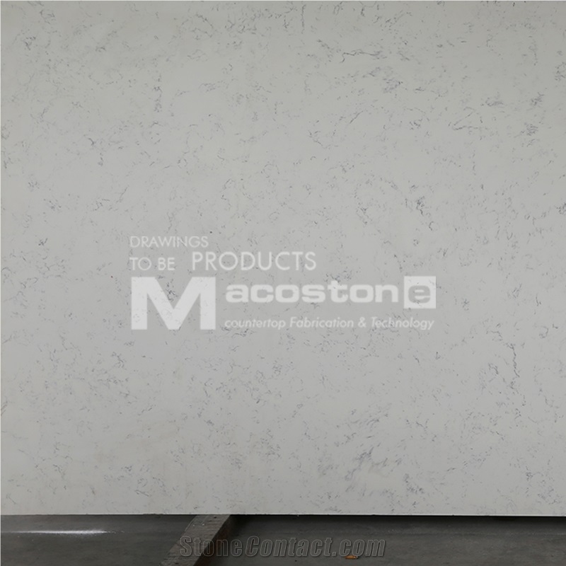 China Man-Made Carrara Quartz Stone Slab Whith Natural Veins