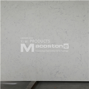 China Man-Made Carrara Quartz Stone Slab Whith Natural Veins
